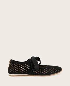 GENTLE SOULS - Annalise Perforated Nubuck Ribbon Tie Ballet Sneaker