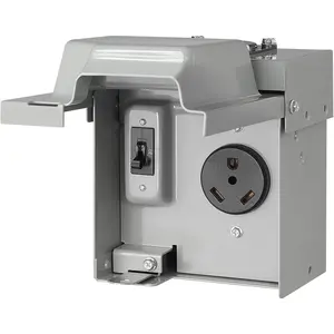 30 Amp RV Outlet Box with Breaker, 125V NEMA TT-30R, Weatherproof Power Box with 30 Amp RV Receptacle, Lockable Outdoor Electrical Box for Campers, , ETL Listed