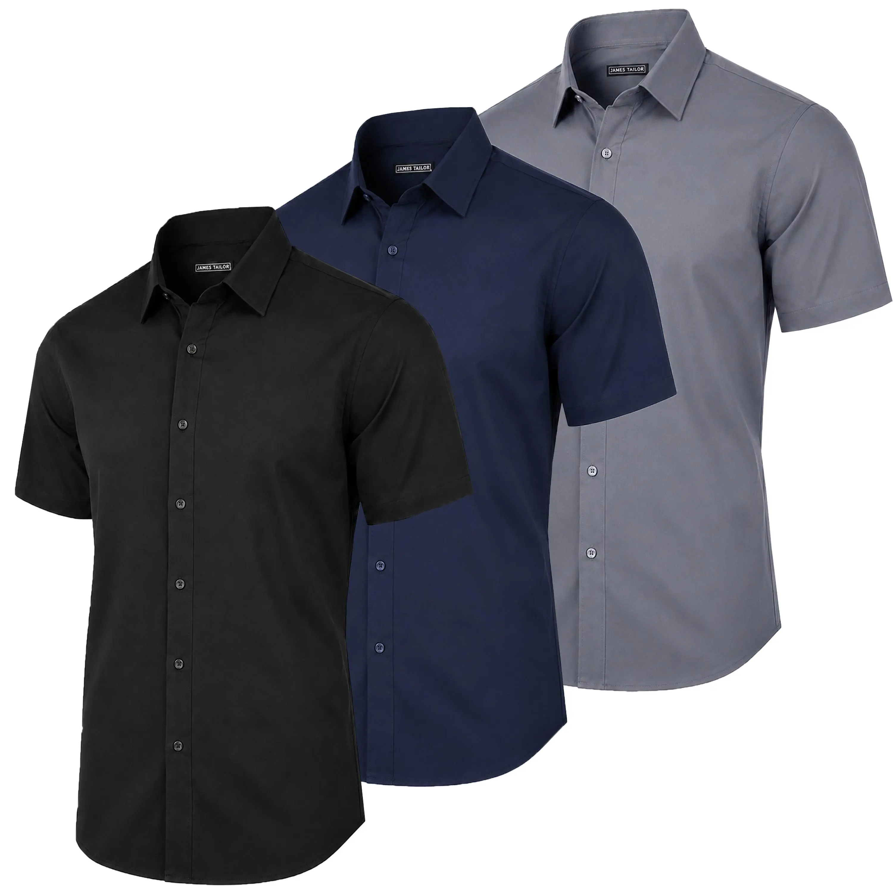 Men's 3 Pack Short Sleeve Stretch Dress Shirt (Sizes, S to 3XL) Men's 3 Pack Short Sleeve Stretch Dress Shirt (Sizes, S to 3XL)