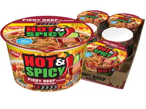 Nissin Hot & Spicy Ramen Noodle Soup, Fiery Beef, 3.28 Ounce (Pack of 6)
