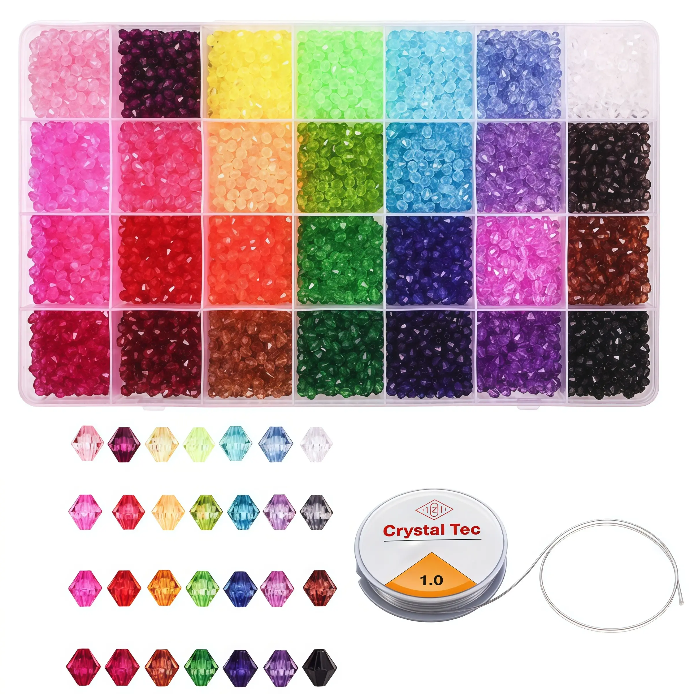 28-Color Crystal Beads, 6mm Size, Perfect for DIY Crafts, Suitable for All Ages, Creative Activities Enhance Fine Motor Skills