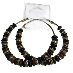 Hoop Wood Light Weight Beaded Earrings Ethnic Casual