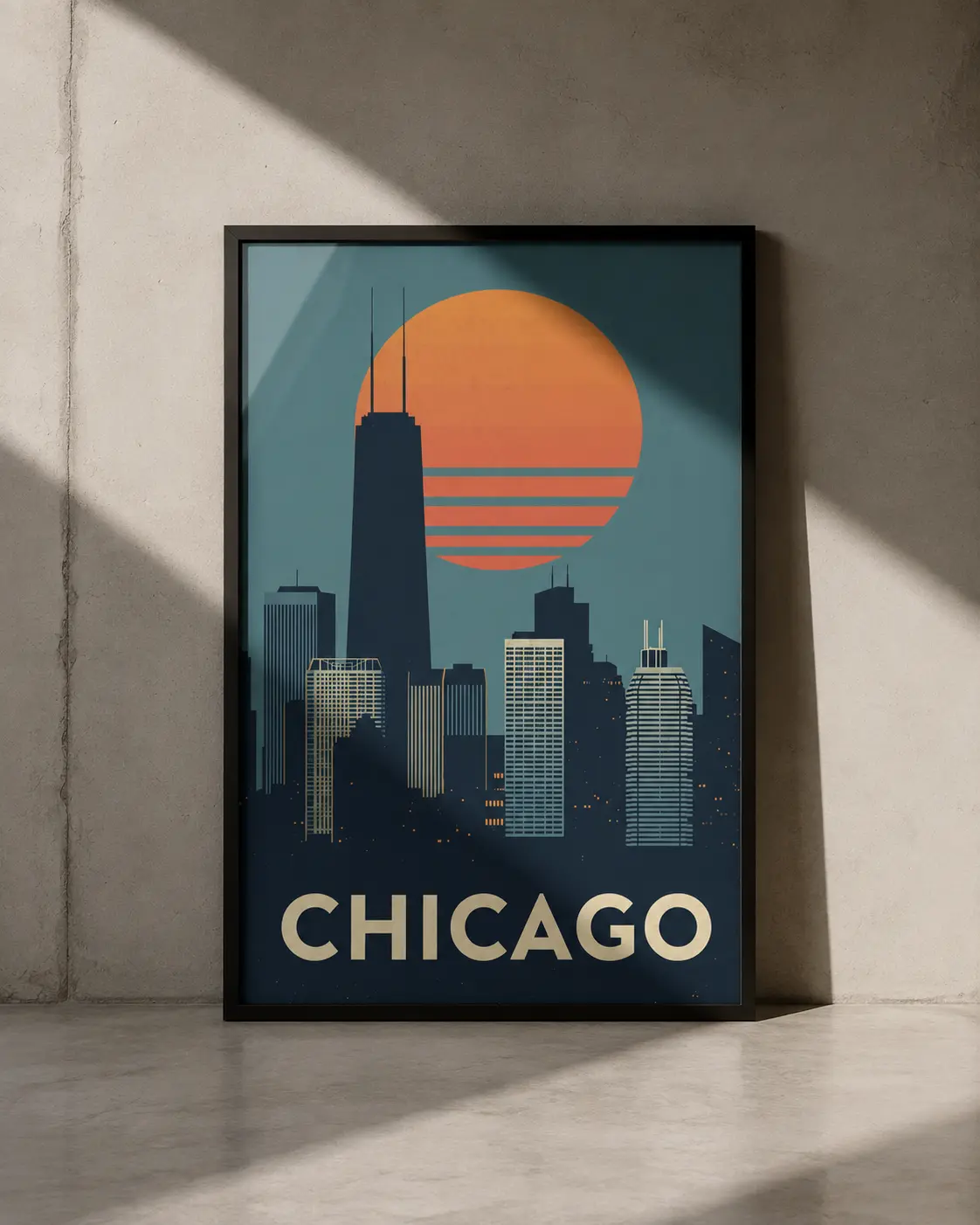 Chicago Skyline Poster, Minimalist Print, Home Decor Wall Art