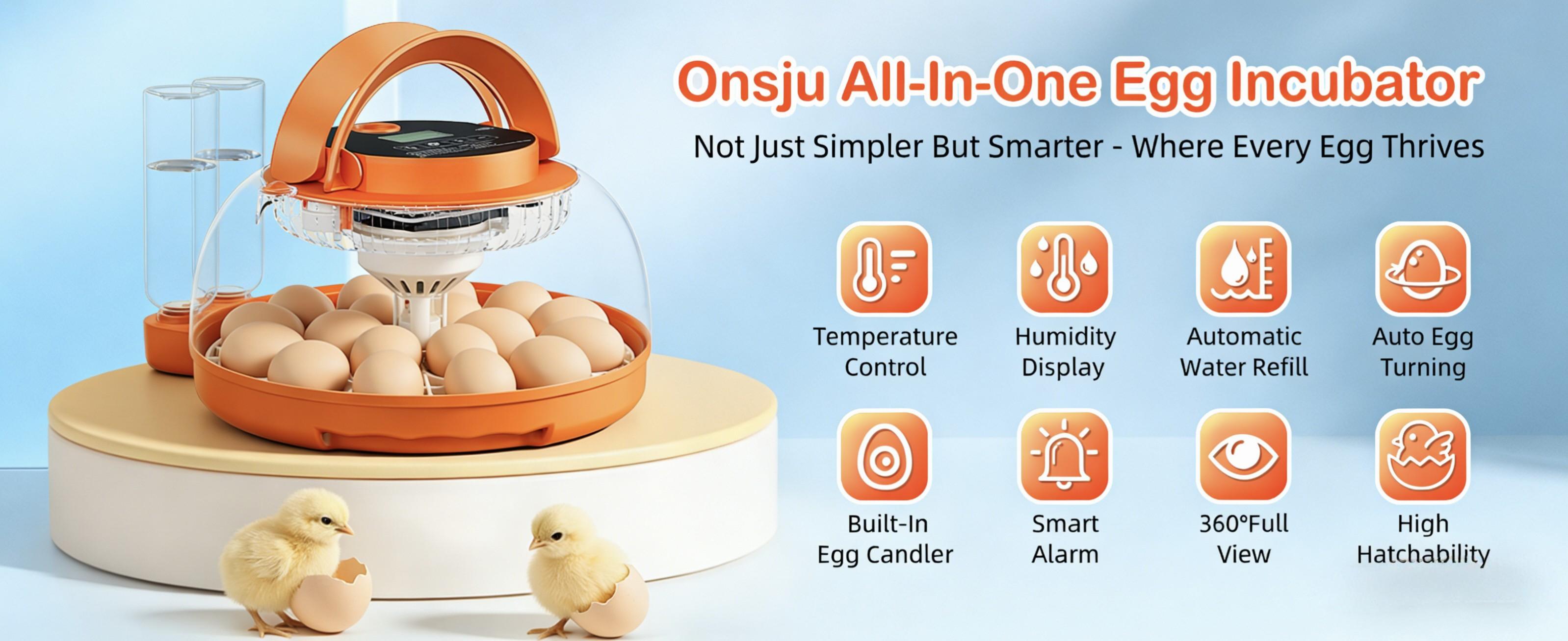 18-Egg Incubator, Fully Automatic with Egg Turner & Temperature/Humidity Control, Clear Lid and Storage, for Hatching Chicken, Duck, Quail Eggs