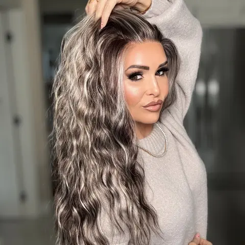AISOM Marissa Iced Mocha Long Water Wave 20 Inches 13x4" Free Part Lace Front Wig Low Density Heat Friendly Synthetic Glueless Daily Women's Wig