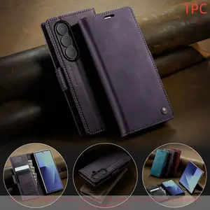 Magnetic Flip Cover Casing for Galaxy Z Fold 7, Durable Tpu Shockproof Design, Includes Card Holder and Stand, Protective Case for Samsung