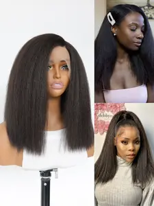Yaki Straight 200% Density Wig 16INCH Klaiyi Yaki Straight 13x5X1 HD Lace Front Wigs Adjustable Drawstring Cap & HD Lace for Natural Look, Unisex for All Ethnicities, Easy Wig Application, Elegant Hair Style, Lace Frontal Wig, Natural Looking Wig