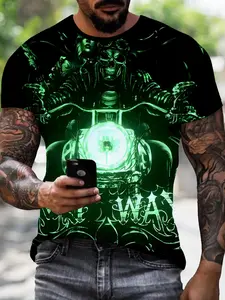 Skull Knight 3D Printed Short Sleeve Men's Vintage Harley Style T-Shirt, Fashion Comfort Design, Perfect Daily Wear, Ideal Gift Choice