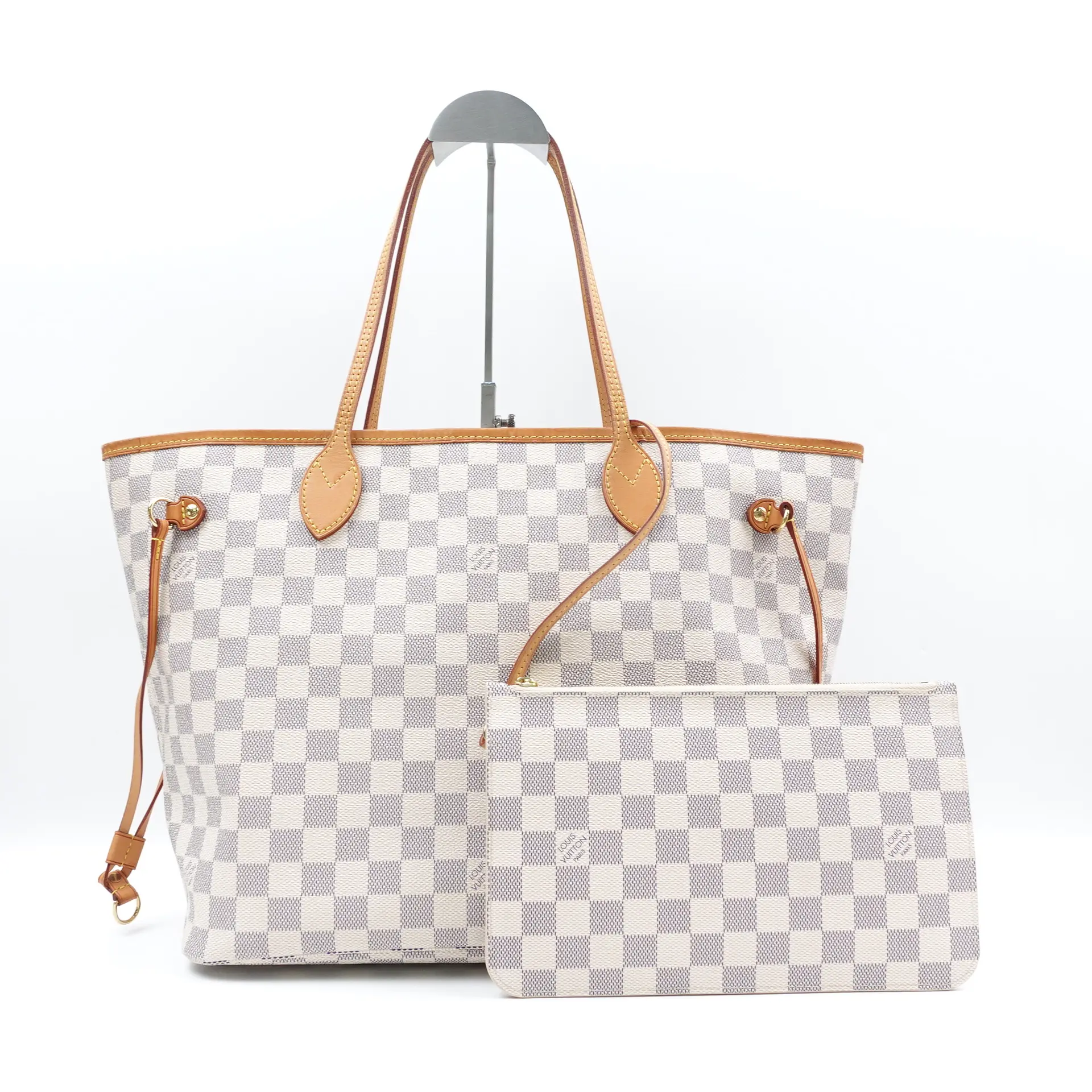 Pre-owned Louis Vuitton Canvas Shoulder Bags Neverfull Damier Azur Shoulder Bag T10425391