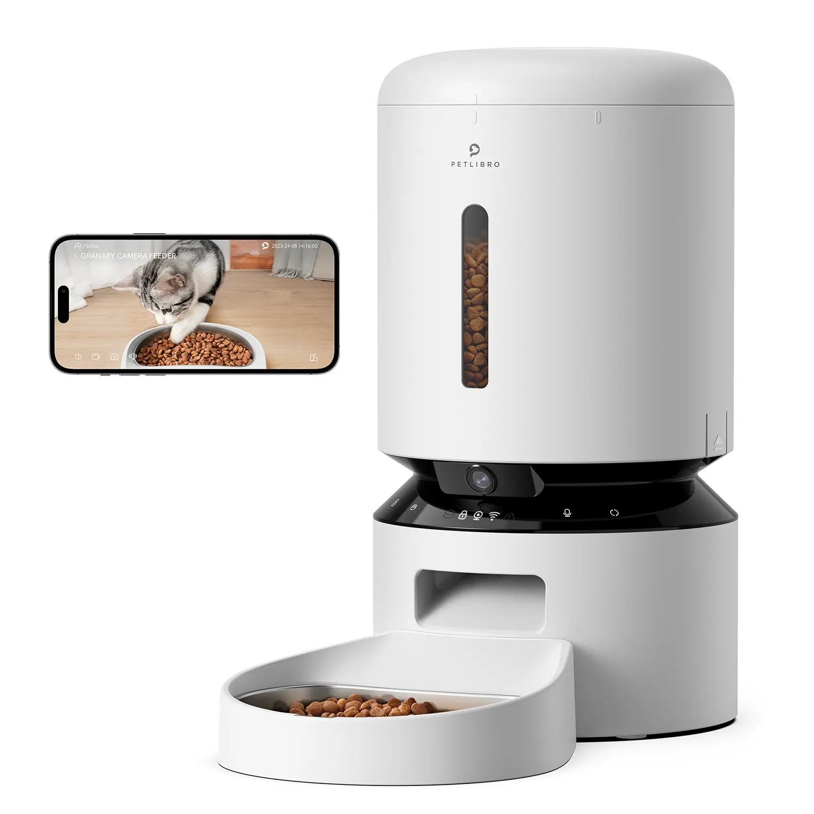 PETLIBRO Automatic Cat Feeder with Camera,1080P HD video, night vision, 5G Wi-Fi, 2-way audio, food sensor,motion alerts for pets