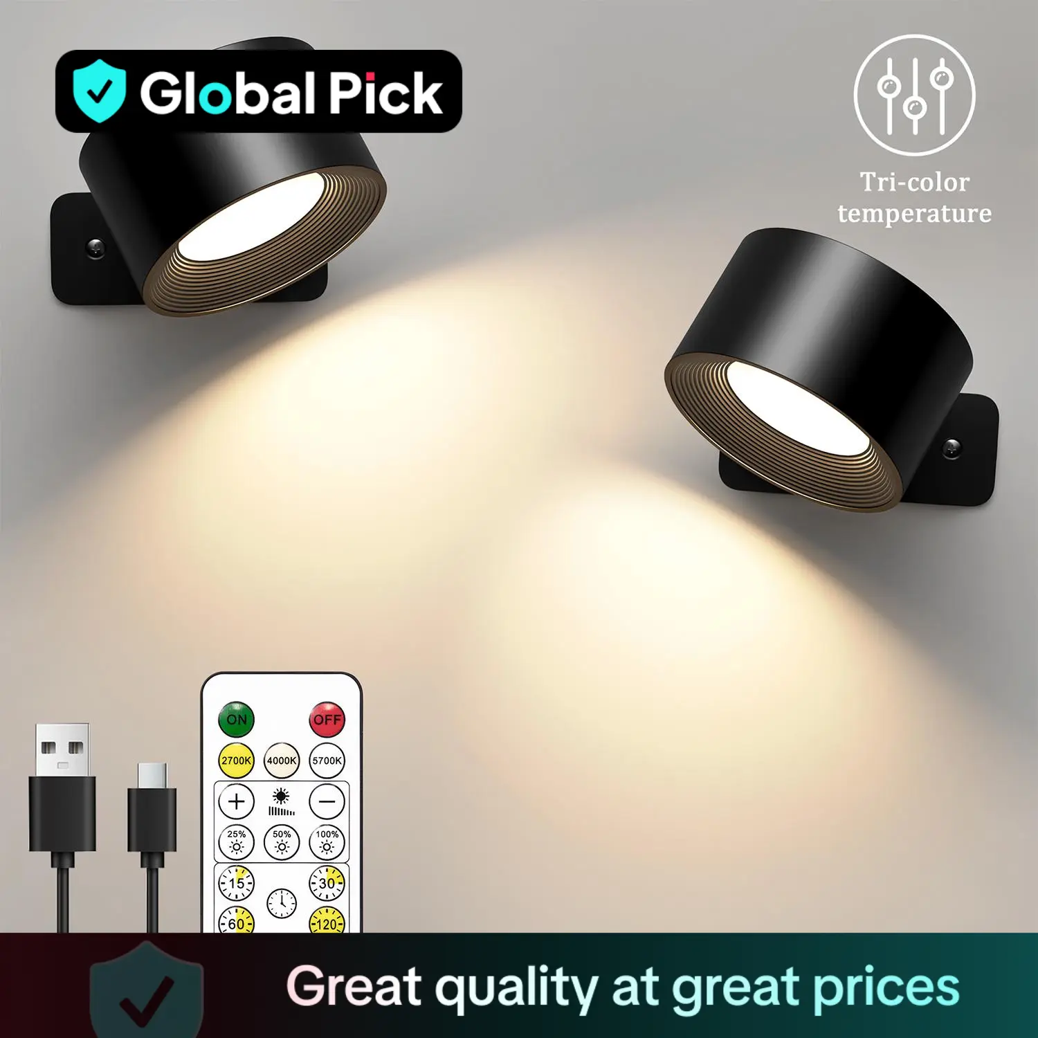 Magnetic RGB Wall Lights, LED Wall Lamp with USB Port, Rechargeable Battery Powered, Adjustable Brightness, Home Decor Lighting Fixture