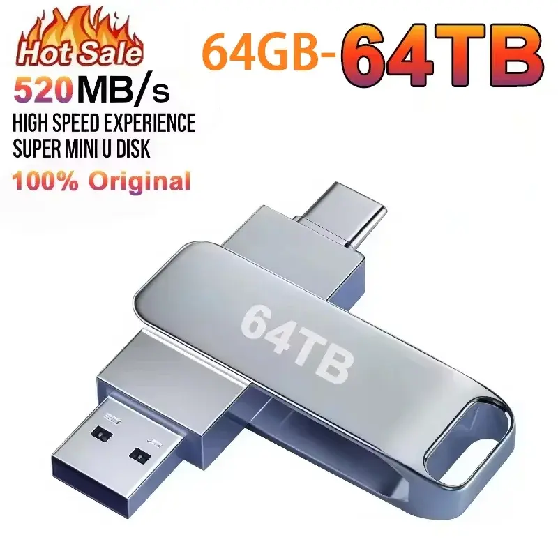 New 64GB-64TB USB 3.1 flash drive high-speed transfer metal Pendrive flash drive storage waterproof car machine increases memory