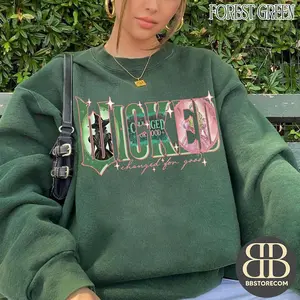 Vintage Wicked Sweatshirt, Nostalgic Wizard of Oz Font Cozy Crewneck, Broadway Musical Theater Gift, Wicked Movie Merch,Wizard Movie Fan Tee