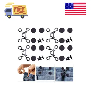 4 Set Pant Waist Tightener, Adjustable Waist Buckle Set (Black)