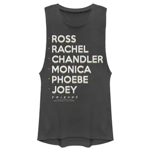 Juniors Womens Friends Character Name List Festival Muscle Tee