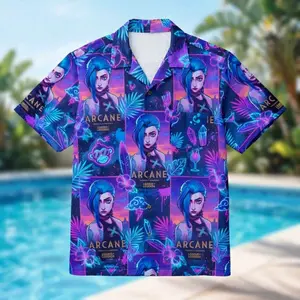 Arcane Jinx League of Legends 2026 Neon Top Summer Unisex Hawaiian Shirt