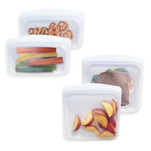 stasher Premium Silicone Reusable Food Storage Bags Lunch Starter Kit - Clear - 4pk