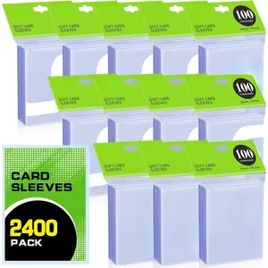 2400ct Clear Card Sleeves for Trading Cards, Baseball Sports Soft Sleeves, Ultra Soft Plastic Card Protector Sleeve for Football, MTG, PKM, Game, Standard Cards