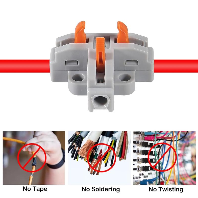 10Pcs Compact Wire Conductor Connector, T-Shape Lever Nut Wire Connector, Quick Splitter 3 Way Electrical Connectors, Quick Snap Connector, AWG 28-12