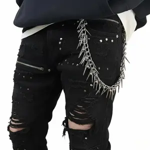 Rivet Waist Chains Punk Hip-Hop Streetwear Pants Chain for Men & Women Gothic Unisex Belt Accessory with Studs