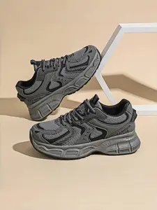 New Women's Silver Color Dad Sneakers, Lightweight Comfortable Breathable Running Shoes, Casual Style All Season Footwear