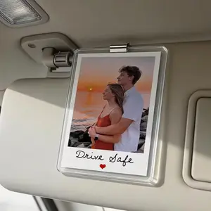 Personalized Acrylic Car Sun Visor Photo Frame Clip, Unique Gift for Couples, Wallet Photo Holder, Stylish Automotive Accessory