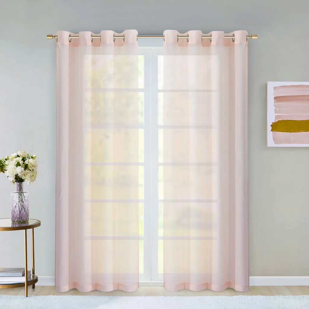 HomeRoots 473380 84 in. Blush Solid Modern Window Panels - Set of 2