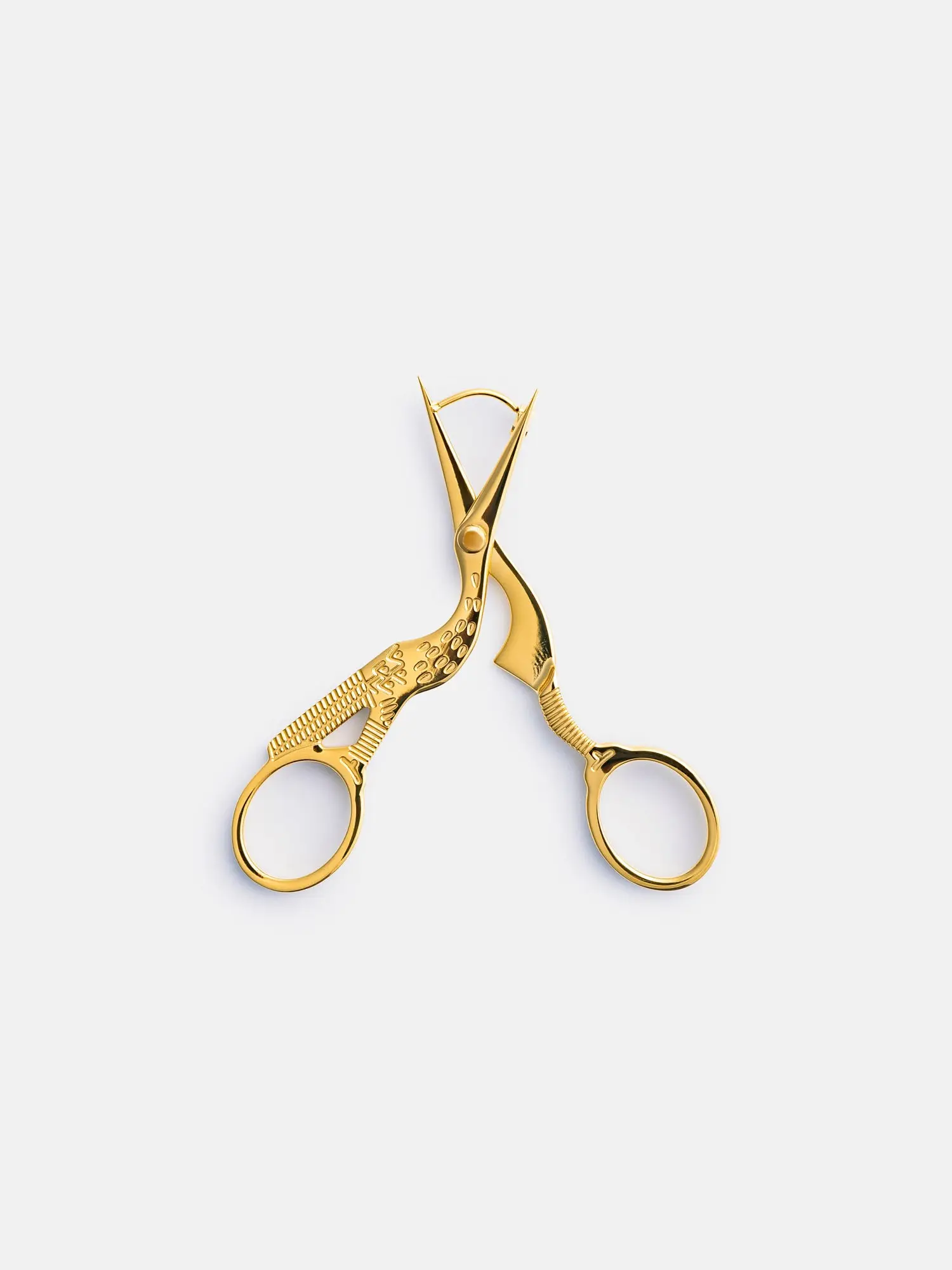 Stork Embroidery Scissor Earrings in 18K Gold Plated Stainless Steel / Sensitive Skin Friendly / Tarnish Resistant / Perfect for Crafters, Textile Artists, WLW, Embroiderers,  Knitters, and Seamstresses