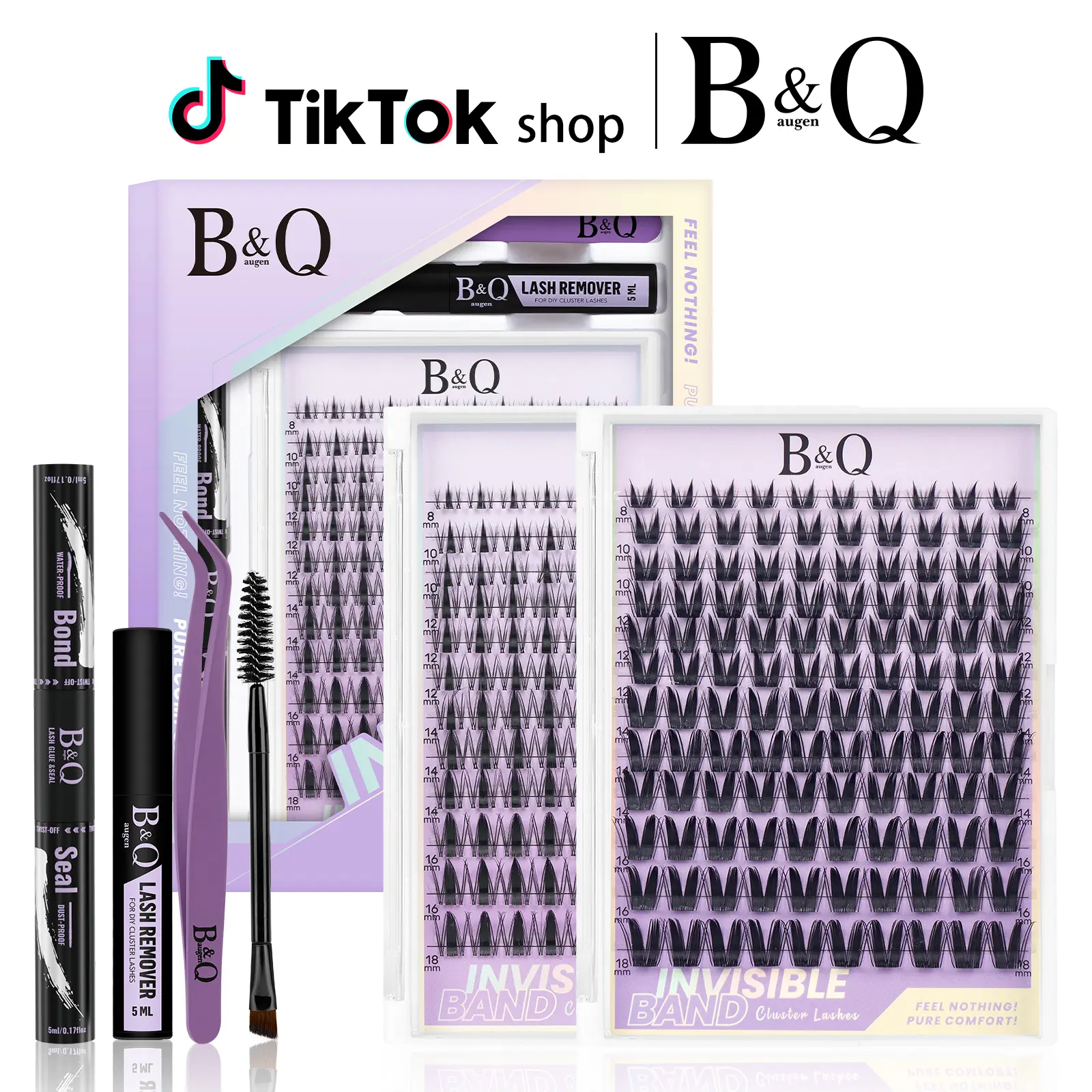 B&Q Fairy Manga Lash Kit l Invisible Band Individual Lashes Clusters for Wet Look Effect,Baby Doll Cartoon Style C Curl for DIY Lash Extension, Waterproof Long Lasting Gentle [NO LATEX] #dealsforyoudays