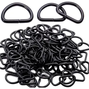 BronaGrand 100 Pieces 1/2inch Metal Non Welded Black D Ring Buckles D-Ring Loop for Handbag Purse Clothes DIY Accessories