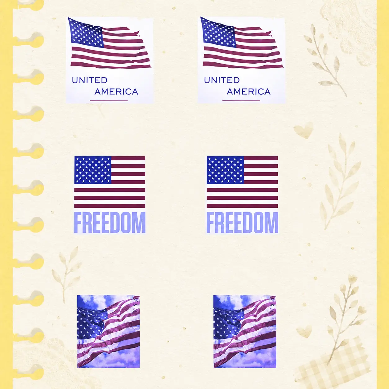 Patriotic 250th USA Birthday Decor Stickers Tape Multiple Sizes 100-1000pcs
