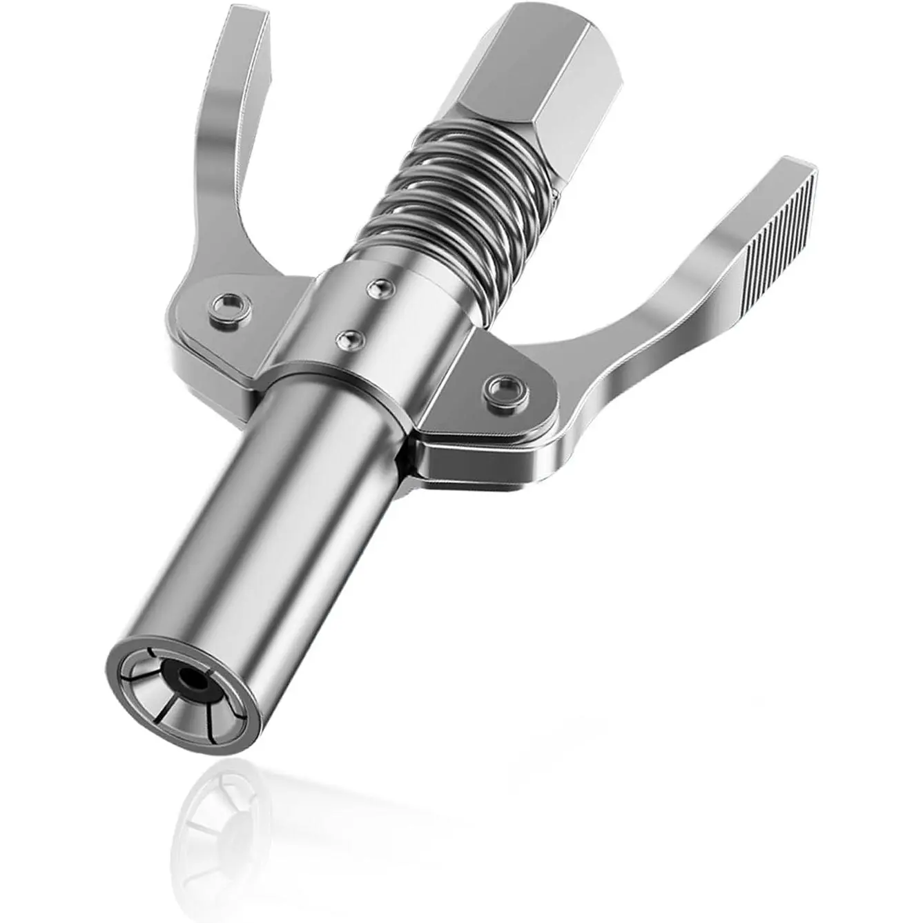 1/8" NPT Cast Iron Quick Release Coupling - Double Handles Nozzle Joint Fitting with 6 Thickened Jaws, 12000 PSI High Strength Pneumatic Tips, Abrasion & Weather Resistance, Easy Use for Factory Bulldozers, Large Machinery Equipment Lubrication, Abrasion