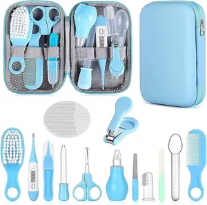 Baby Grooming Kit, Infant Safety Care Set with Hair Brush Comb Nail Clipper Nasal Aspirator,Baby Essentials Kit for Newborn Girls Boys (Blue)