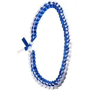 Hawaiian Kukui Nut Lei Necklace Graduation Leis Chunky Beaded Necklace with Ribbon Graduation Gifts for Her Him