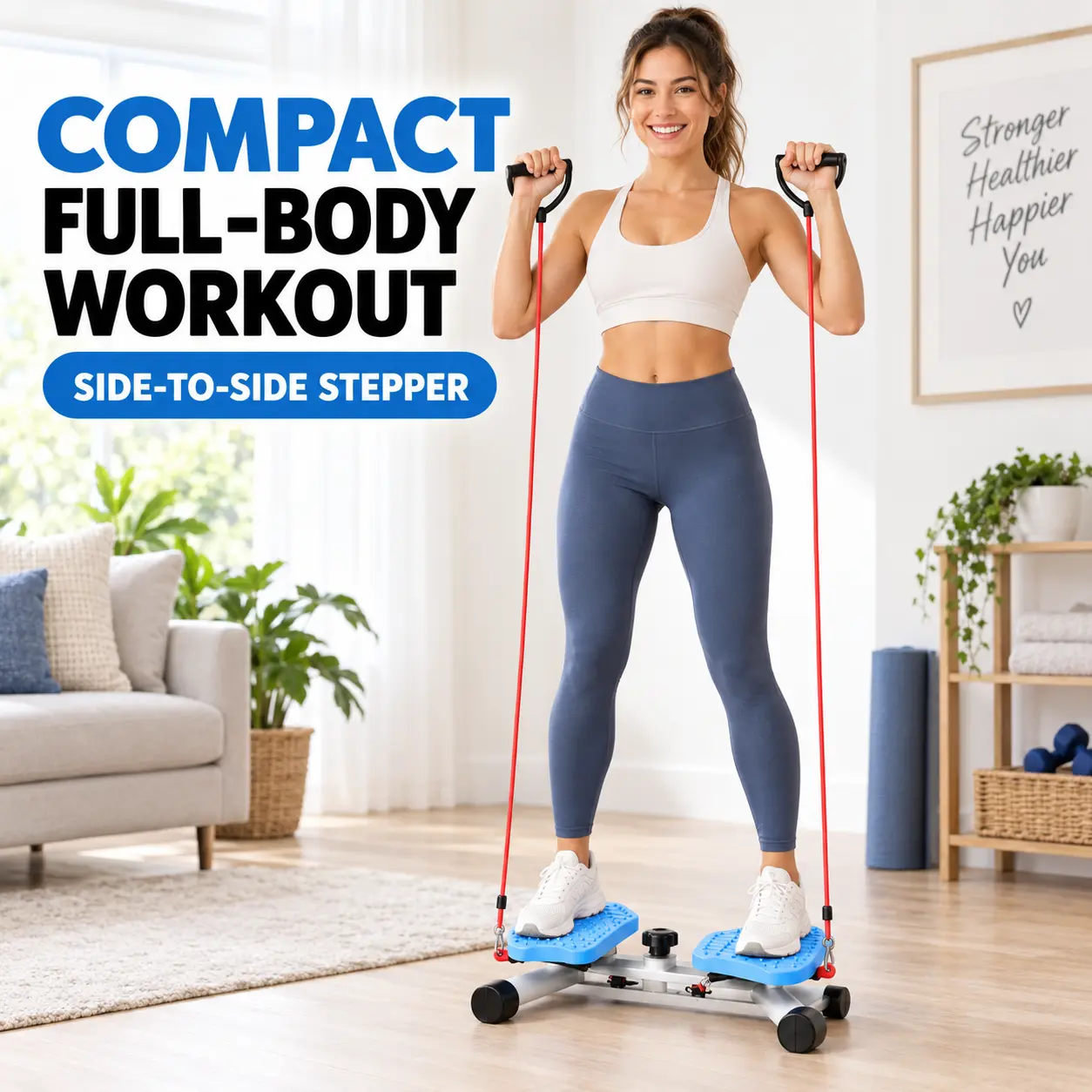 Multifunctional Fitness Equipment Waist Twister with Resistance Bands - Double-Pedal Side-to-Side Stepper, Non-Slip Footplates, Compact Portable Gym for Home Fitness Core, Legs Training