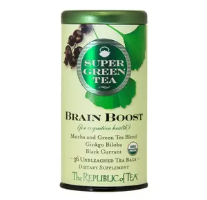 The Republic of Tea Brain Boost Supergreen Green Tea, Ginkgo Biloba, and Matcha Tea Blend (36 Tea Bags)