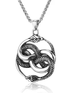 Hiphop Stainless Steel Mamba Snake Cross Pendant Necklace, Unisex Basketball Fan Titanium Steel Charm Jewelry, Punk Style