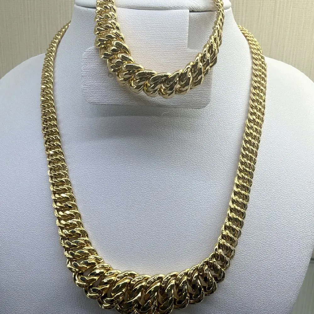 Gold Princess Cut Necklace Bracelet Set