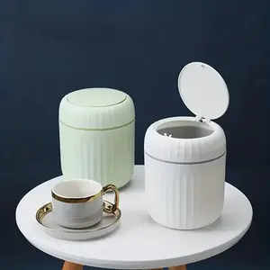 Mini Desktop Trash Can with Lid, Garbage Waste Bin Organizer, Bedroom Office Desk Storage Box, Durable Plastic, Home Supplies