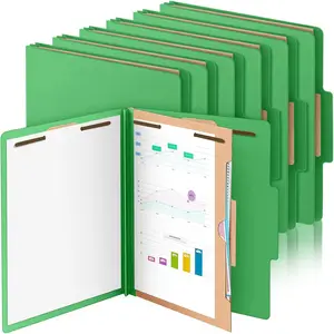 Skyygemm 12 Pack Classification Folders Letter Size Bulk with Divider and 2" Expansion, Pressboard Folder with 2 Prong Fasteners for School Office Medical Document(Green)