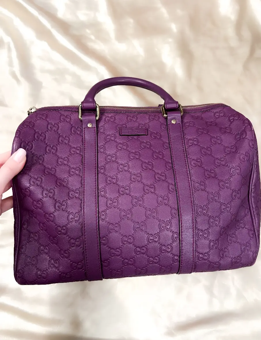 Pre-owned GUCCI Leather Crossbody Bags Guccissima Purple Boston Bag