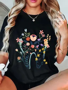 100% Cotton Floral Tooth, Boho Flower Dental Student Dental Assistant T-Shirt