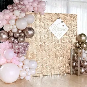 Shimmering Rainbow Silver Sequins Background Metal Wire Line Backdrop, 5/24 Panels 30x30cm, Birthday Anniversary Wedding Engagement Decor, Party Decoration