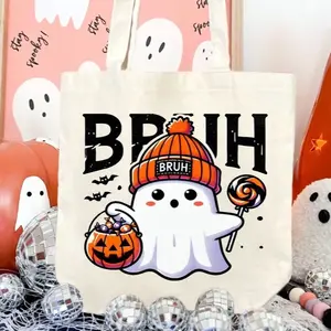 Bruh Halloween trick or treat tote bag