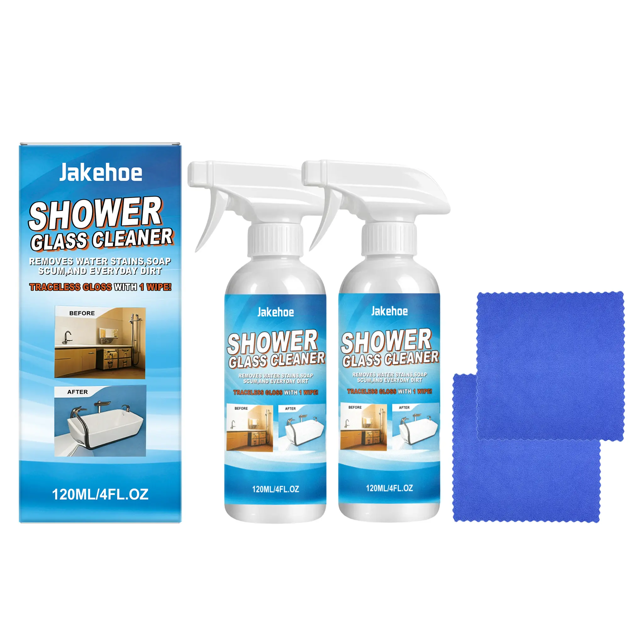 2-Pack Shower Enclosure Glass Cleaner: Powerful Limescale Remover for Bathrooms