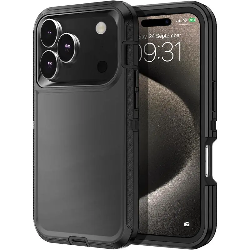 Entronix Plastic Rugged Armor Smartphone Case for iPhone 18/17 Air/Pro Max - Triple-Layer Heavy-Duty Shockproof, Dustproof Protector with Airbag Corner Pads, Anti-Slip Surface, Wireless Charging Compatibility, Precise Port Cutouts, 12-Month Warranty