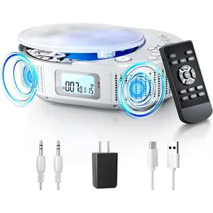 CD Player Portable,  Upgraded Boombox CD Player &  Speaker 2 in 1 Combo, Rechargeable Portable CD for / with Remote Control, FM Radio, Support AUX/USB, Headphone Jack