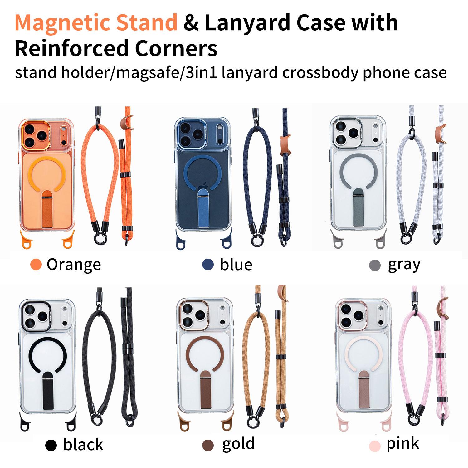 MagSafe Phone Cover with Detachable Crossbody Neck Lanyard Strap, Shockproof Transparent Acrylic Casing, Camera-Friendly Magnetic Accessory for iPhone 17 Pro Max, 16, 15, 14, 13, Handheld Protection Phone Accessories #MothersDayGift#SummerVibes summerwins