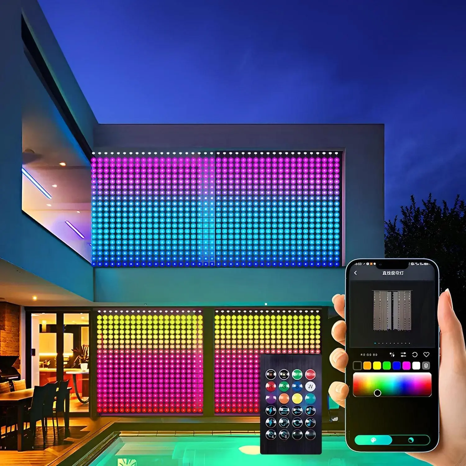 Smart LED Curtain Lights - 200/300 RGB LED String Lights, App Controlled, Music Sync, Dynamic Color Patterns, Window Hanging Decor