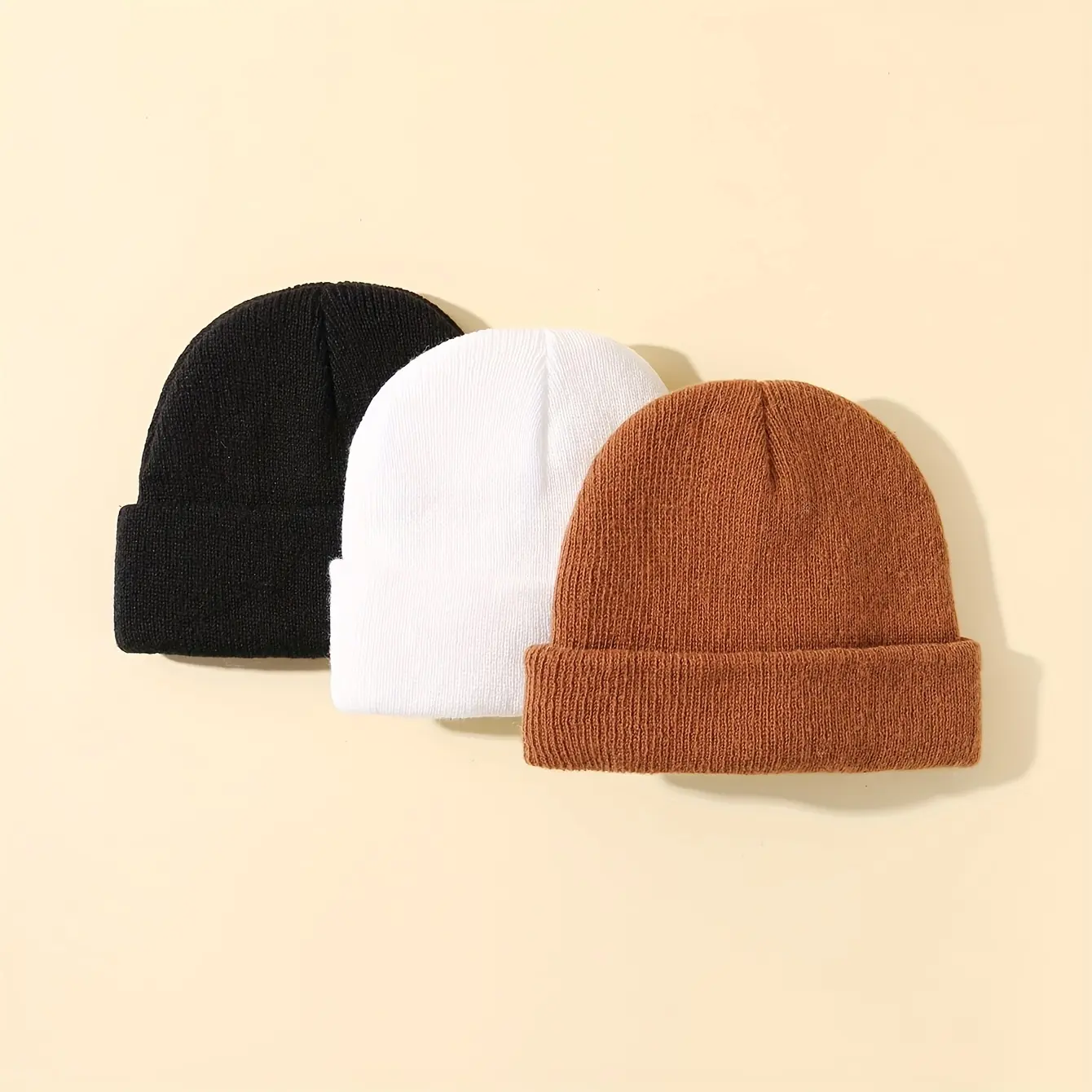 3pcs Combination Pack Solid Color Hat Suitable for Winter Warm baby hat for 0-3years